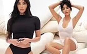 Kim Kardashian khoe vóc dáng điêu khắc trong bộ đồ đen trắng từ thương hiệu của chính mình