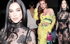 Dua Lipa gợi cảm trong chiếc váy ren xuyên thấu màu đen cùng Bella Thorne nóng bỏng tại Tuần lễ thời trang Milan