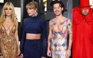 Thảm đỏ Grammy 2023: Taylor Swift khoe cơ bụng át Heidi Klum bốc lửa, ai dè Harry Styles hở bạo và Sam Smith mang cả dàn vũ công 'đè bẹp'