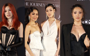 Dàn Hoa - Á hậu hội ngộ trên thảm đỏ sự kiện 'nóng nhất' Vbiz tối nay: Thảo Nhi Lê khoe dáng bên Khánh Vân