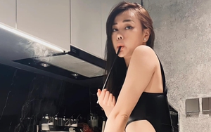 Phương Oanh khoe nữ công gia chánh nhưng lại gây "nhức mắt" vì dáng đứng phô vòng 3 