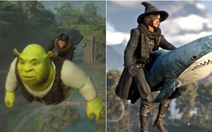 Sáng tạo vô hạn như game thủ Hogwarts Legacy, cho nhân vật cưỡi cá mập, Shrek thay chổi bay