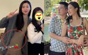 Đỗ Mỹ Linh lộ rõ sắc vóc mẹ bầu trong tiệc thân mật cùng gia đình chồng thiếu gia 