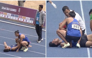 VĐV điền kinh Thái Lan mặc kệ HCV SEA Games 32 để lo sơ cứu đồng đội chấn thương