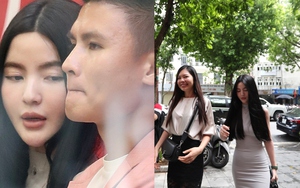 Chu Thanh Huyền diện đồ bó sát cực quyến rũ, theo sát Quang Hải 'như hình với bóng' khi ký hợp đồng với CAHN