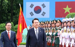 Chủ tịch nước Võ Văn Thưởng chủ trì Lễ đón Tổng thống Hàn Quốc Yoon Suk Yeol