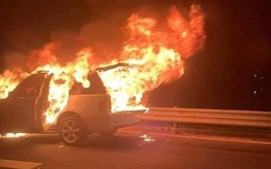 Xe Ranger Rover bốc cháy trên cao tốc Hải Phòng - Hạ Long, 3 người nước ngoài thoát nạn