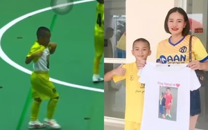 Cầu thủ nhí xứ Nghệ gây sốt với màn ăn mừng tưởng nhớ người ông sau khi lập siêu phẩm