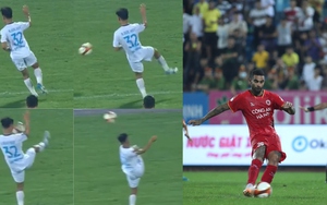 Cận cảnh cầu thủ Nam Định chơi bóng bằng tay vô duyên, khiến đội nhà thua ngược CAHN
