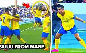 Chứng kiến Ronaldo không thể ngừng ghi bàn, Mane lập tức có hành động ăn mừng khiến CĐV phấn khích