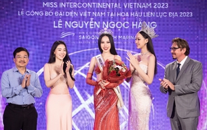 Á hậu Ngọc Hằng xúc động khi nhận sash Miss Intercontinental Vietnam 2023
