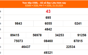 XSBL 15/10 - Kết quả xổ số Bạc Liêu hôm nay 15/10/2024 - Trực tiếp XSBL ngày 15 tháng 10