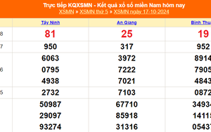 XSMN 17/10 - Kết quả xổ số miền Nam hôm nay 17/10/2024 - Trực tiếp XSMN ngày 17 tháng 10
