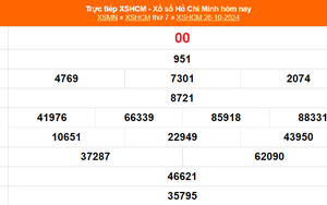XSHCM 26/10 - XSTP thứ Bảy - Kết quả xổ số Hồ Chí Minh hôm nay ngày 26/10/2024