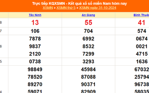 XSMN 31/10 - Kết quả xổ số miền Nam hôm nay 31/10/2024 - Trực tiếp XSMN ngày 31 tháng 10