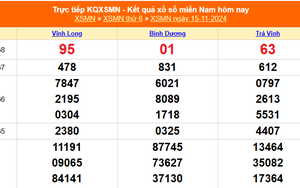 XSMN 15/11 - Kết quả xổ số miền Nam hôm nay 15/11/2024 - Trực tiếp XSMN ngày 15 tháng 11