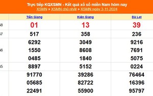 XSMN 3/11 - Kết quả xổ số miền Nam hôm nay 3/11/2024 - Trực tiếp XSMN ngày 3 tháng 11