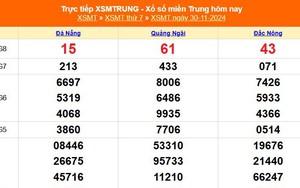 XSMT 30/11 - Kết quả xổ số miền Trung hôm nay 30/11/2024 - KQXSMT thứ Bẩy ngày 30 tháng 11