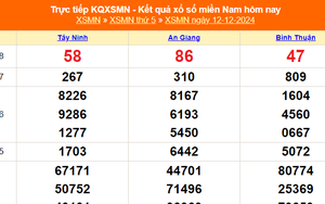 XSMN 12/12 - Kết quả xổ số miền Nam hôm nay 12/12/2024 - Trực tiếp XSMN ngày 12 tháng 12