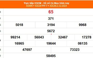 XSCM 2/12 - Kết quả xổ số Cà Mau hôm nay 2/12/2024 - Trực tiếp XSCM ngày 2 tháng 12