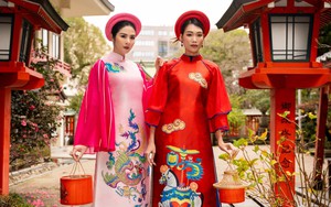 Hoa hậu Ngọc Hân chụp ảnh áo dài dưới thời tiết 2 độ C ở Nhật Bản