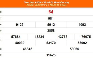 XSCM 11/3, kết quả xổ số Cà Mau hôm nay 11/3/2024, trực tiếp XSCM ngày 11 tháng 3