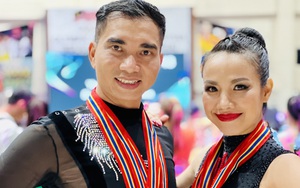 Cặp VĐV Phạm Trung Hòa - Nguyễn Mỹ Trang tham dự Giải Vô địch thế giới Dancesport hạng trung niên