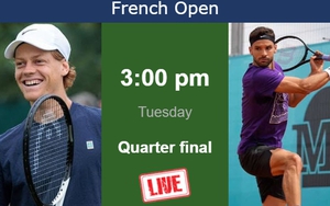 Xem trực tiếp Dimitrov vs Sinner, tứ kết Roland Garros 2024 (Link HD miễn phí)