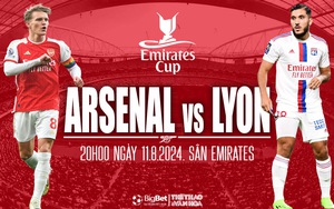 Nhận định, soi tỷ lệ Arsenal vs Lyon (20h00,11/8), Chung kết Emirates Cup 2024