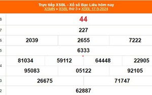XSBL 17/9 - Kết quả xổ số Bạc Liêu hôm nay 17/9/2024 - Trực tiếp XSBL ngày 17 tháng 9