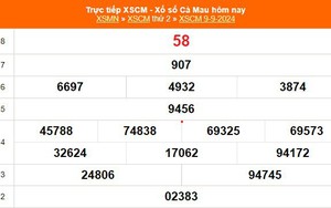 XSCM 9/9 - Kết quả xổ số Cà Mau hôm nay 9/9/2024 - KQXSCM ngày 9 tháng 9