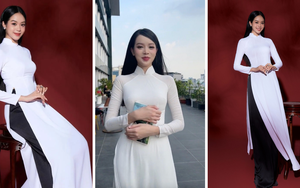 Hoa hậu Thanh Thủy duyên dáng với áo dài, bày tỏ niềm tự hào khi được "khoe" hình ảnh nữ sinh Việt Nam mặc áo dài đi xe đạp! 