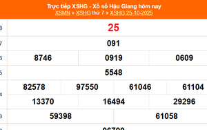 XSHG 25/10 - Kết quả xổ số Hậu Giang hôm nay 25/10/2025 - Trực tiếp XSHG ngày 25 tháng 10