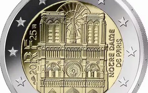 Nhà thờ Đức Bà Paris xuất hiện trên đồng 2 euro mới