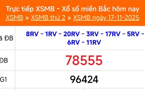 XSMB 17/11 - Kết quả Xổ số miền Bắc hôm nay 17/11/2025 - Kết quả XSMB thứ Hai ngày 17 tháng 11