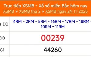 XSMB 24/11 - Kết quả Xổ số miền Bắc hôm nay 24/11/2025 - Kết quả XSMB thứ Hai ngày 24 tháng 11