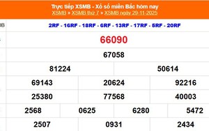 XSMB 29/11 - Kết quả Xổ số miền Bắc hôm nay 29/11/2025 - Kết quả XSMB thứ Bảy ngày 29 tháng 11