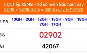 XSMB 6/11 - Kết quả Xổ số miền Bắc hôm nay 6/11/2025 - Kết quả XSMB thứ Năm ngày 6 tháng 11