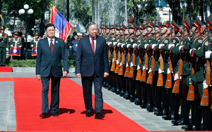 Lễ đón trọng thể Tổng Bí thư Tô Lâm và Phu nhân tại thủ đô Viêng Chăn, Lào