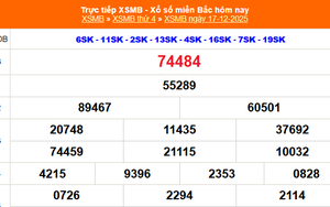 XSMB 17/12 - Kết quả Xổ số miền Bắc hôm nay 17/12/2025 - Kết quả XSMB thứ Tư ngày 17 tháng 12