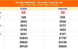 XSMT 17/12 - Kết quả xổ số miền Trung hôm nay 17/12/2025 - Kết quả XSMT thứ Tư ngày 17 tháng 12