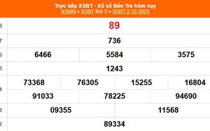 XSBT 2/12 - Kết quả Xổ số Bến Tre hôm nay 2/12/2025 - Trực tiếp XSBT ngày 2 tháng 12