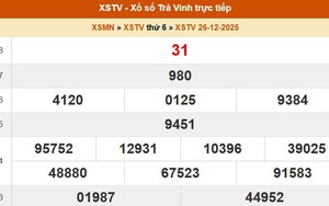 XSTV 26/12- Kết quả xổ số Trà Vinh hôm nay 26/12/2025 - Trực tiếp XSTV ngày 26 tháng 12