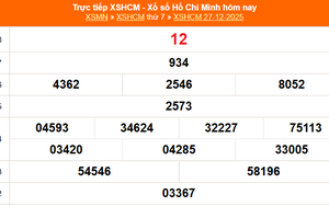 XSHCM 27/12 - XSTP thứ Bảy - Kết quả xổ số Hồ Chí Minh hôm nay ngày 27/12/2025