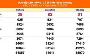 XSMT 27/12 - Kết quả xổ số miền Trung hôm nay 27/12/2025 - Kết quả XSMT thứ Bảy ngày 27 tháng 12