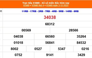 XSMB 3/12 - Kết quả Xổ số miền Bắc hôm nay 3/12/2025 - Kết quả XSMB thứ Tư ngày 3 tháng 12