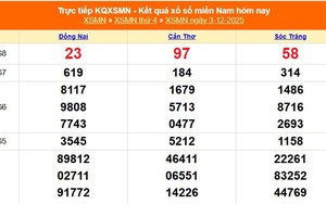 XSMN 3/12 - Kết quả xổ số miền Nam hôm nay 3/12/2025 - Trực tiếp XSMN ngày 3 tháng 12