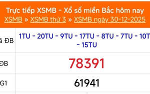XSMB 30/12 - Kết quả Xổ số miền Bắc hôm nay 30/12/2025 - Kết quả XSMB thứ Ba ngày 30 tháng 12
