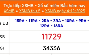XSMB 4/12 - Kết quả Xổ số miền Bắc hôm nay 4/12/2025 - Kết quả XSMB thứ Năm ngày 4 tháng 12