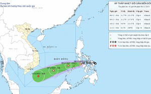 Áp thấp nhiệt đới hướng về Đông Nam khu vực giữa biển Đông